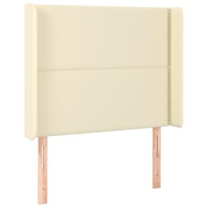 Hoofdbord met randen 83x16x118/128 cm kunstleer crèmekleurig
