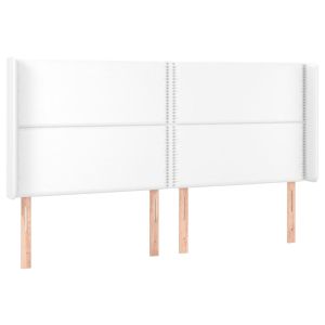 Hoofdbord met randen 163x16x118/128 cm kunstleer wit