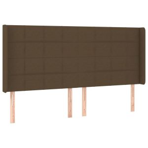 Hoofdbord met randen 163x16x118/128 cm stof donkerbruin