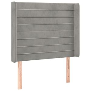 Hoofdbord met randen 103x16x118/128 cm fluweel lichtgrijs