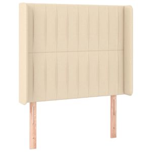 Hoofdbord met randen 103x16x118/128 cm stof crèmekleurig