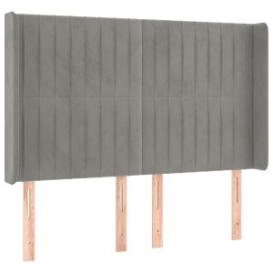 Hoofdbord met randen 147x16x118/128 cm fluweel lichtgrijs