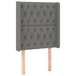 Hoofdbord met randen 83x16x118/128 cm stof donkergrijs