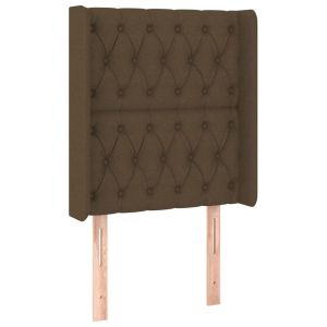 Hoofdbord met randen 83x16x118/128 cm stof donkerbruin