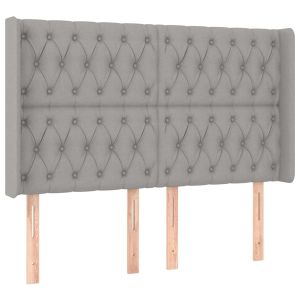 Hoofdbord met randen 147x16x118/128 cm stof lichtgrijs