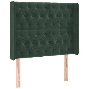 Hoofdbord met randen 103x16x118/128 cm fluweel donkergroen