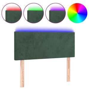 Hoofdbord LED 80x5x78/88 cm fluweel donkergroen
