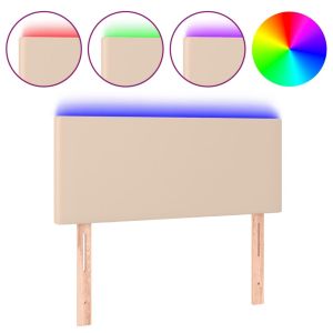 Hoofdbord LED 100x5x78/88 cm kunstleer cappuccinokleurig