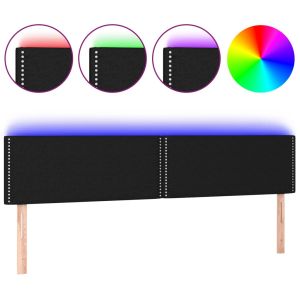 Hoofdbord LED 160x5x78/88 cm stof zwart