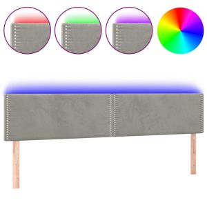 Hoofdbord LED 160x5x78/88 cm fluweel lichtgrijs