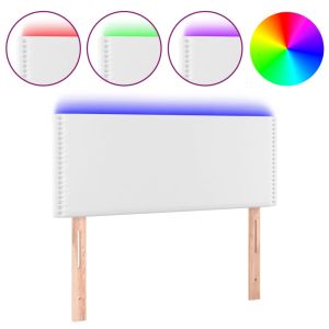 Hoofdbord LED 90x5x78/88 cm kunstleer wit