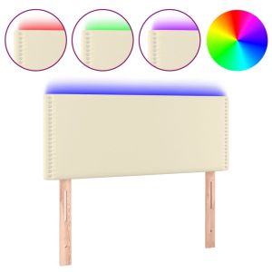 Hoofdbord LED 100x5x78/88 cm kunstleer crèmekleurig