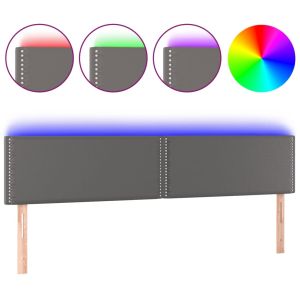 Hoofdbord LED 160x5x78/88 cm kunstleer grijs