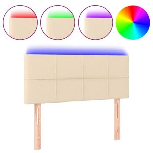 Hoofdbord LED 80x5x78/88 cm stof crèmekleurig