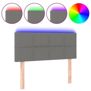 Hoofdbord LED 100x5x78/88 cm stof donkergrijs