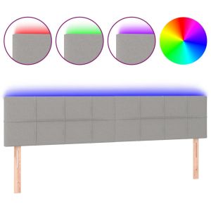 Hoofdbord LED 200x5x78/88 cm stof lichtgrijs