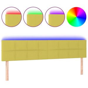 Hoofdbord LED 200x5x78/88 cm stof groen