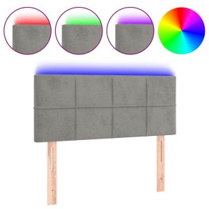 Hoofdbord LED 90x5x78/88 cm fluweel lichtgrijs