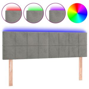 Hoofdbord LED 144x5x78/88 cm fluweel lichtgrijs