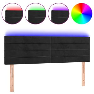 Hoofdbord LED 144x5x78/88 cm fluweel zwart