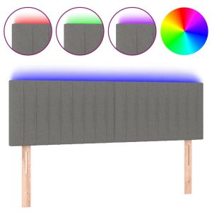 Hoofdbord LED 144x5x78/88 cm stof donkergrijs