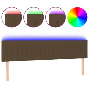 Hoofdbord LED 200x5x78/88 cm stof donkerbruin