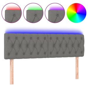 Hoofdbord LED 144x7x78/88 cm stof donkergrijs