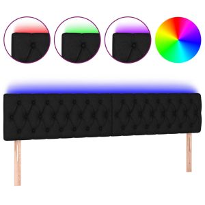 Hoofdbord LED 200x7x78/88 cm stof zwart