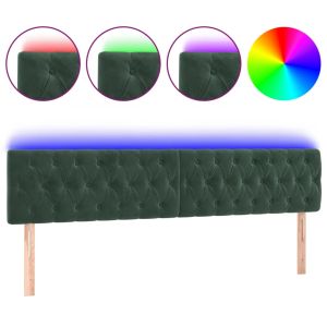 Hoofdbord LED 200x7x78/88 cm fluweel donkergroen