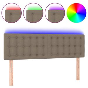 Hoofdbord LED 144x5x78/88 cm stof taupe