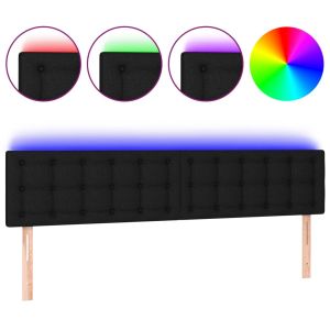 Hoofdbord LED 180x5x78/88 cm stof zwart