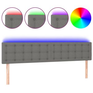 Hoofdbord LED 200x5x78/88 cm stof donkergrijs