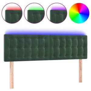 Hoofdbord LED 144x5x78/88 cm fluweel donkergroen
