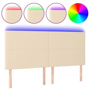 Hoofdbord LED 200x5x118/128 cm stof crèmekleurig
