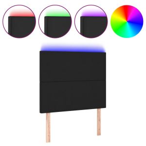 Hoofdbord LED 80x5x118/128 cm kunstleer zwart