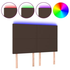 Hoofdbord LED 144x5x118/128 cm kunstleer bruin