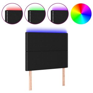 Hoofdbord LED 90x5x118/128 cm stof zwart