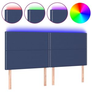 Hoofdbord LED 160x5x118/128 cm stof blauw
