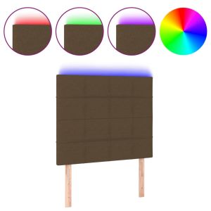 Hoofdbord LED 80x5x118/128 cm stof donkerbruin