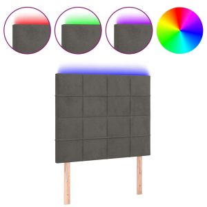 Hoofdbord LED 80x5x118/128 cm fluweel donkergrijs