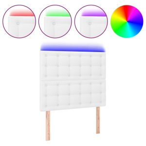 Hoofdbord LED 80x5x118/128 cm kunstleer wit