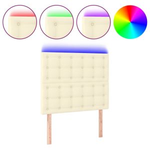 Hoofdbord LED 90x5x118/128 cm kunstleer crèmekleurig