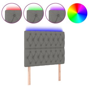 Hoofdbord LED 100x7x118/128 cm stof donkergrijs
