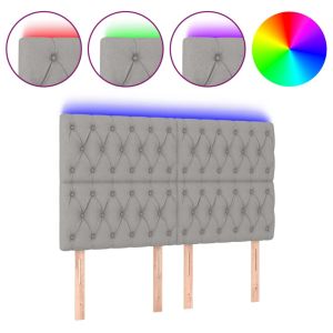 Hoofdbord LED 160x7x118/128 cm stof lichtgrijs