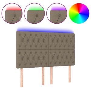 Hoofdbord LED 160x7x118/128 cm stof taupe