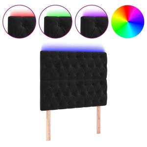 Hoofdbord LED 90x7x118/128 cm fluweel zwart