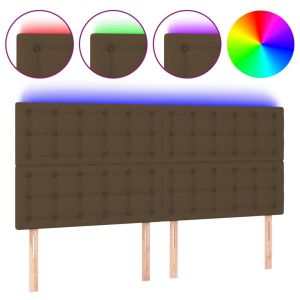 Hoofdbord LED 200x5x118/128 cm stof donkerbruin