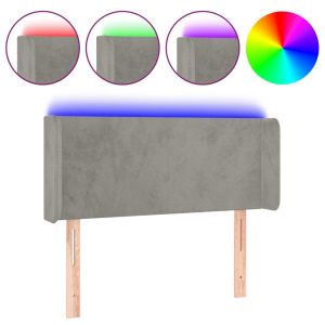 Hoofdbord LED 83x16x78/88 cm fluweel lichtgrijs