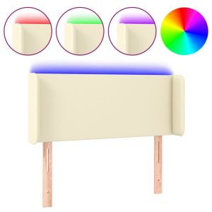 Hoofdbord LED 83x16x78/88 cm kunstleer crèmekleurig