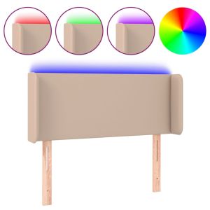 Hoofdbord LED 93x16x78/88 cm kunstleer cappuccinokleurig